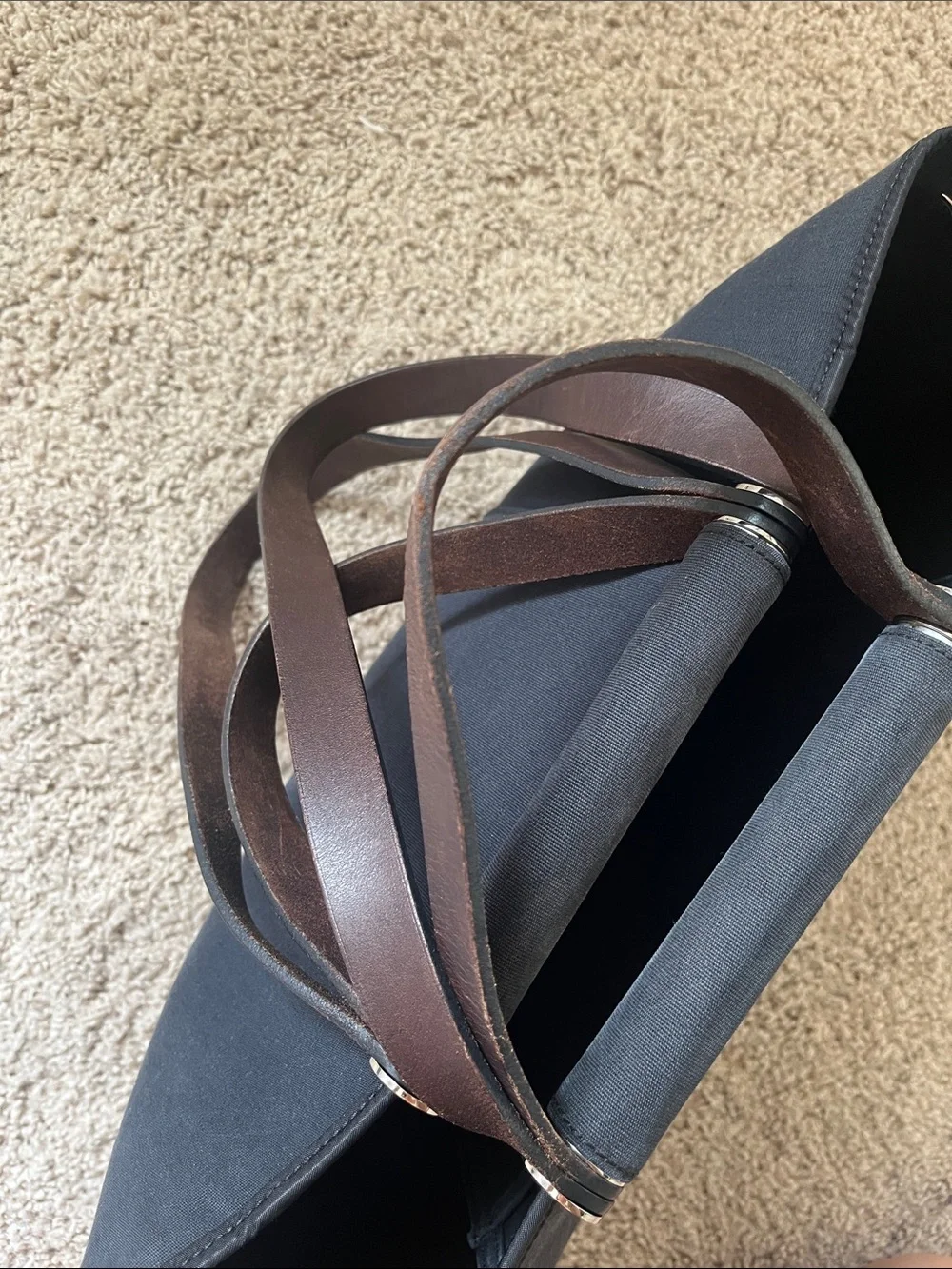 Hermes cabag PM Black Canvas Tote with Brown Leather Straps - Picture 15 of 16